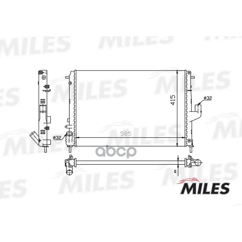 Радиатор Renault Logan/Sandero 08-/Duster 10- 1.6/1.5d / Lada Largus 1.6 12- At Miles Acrm037 Miles арт. ACRM037