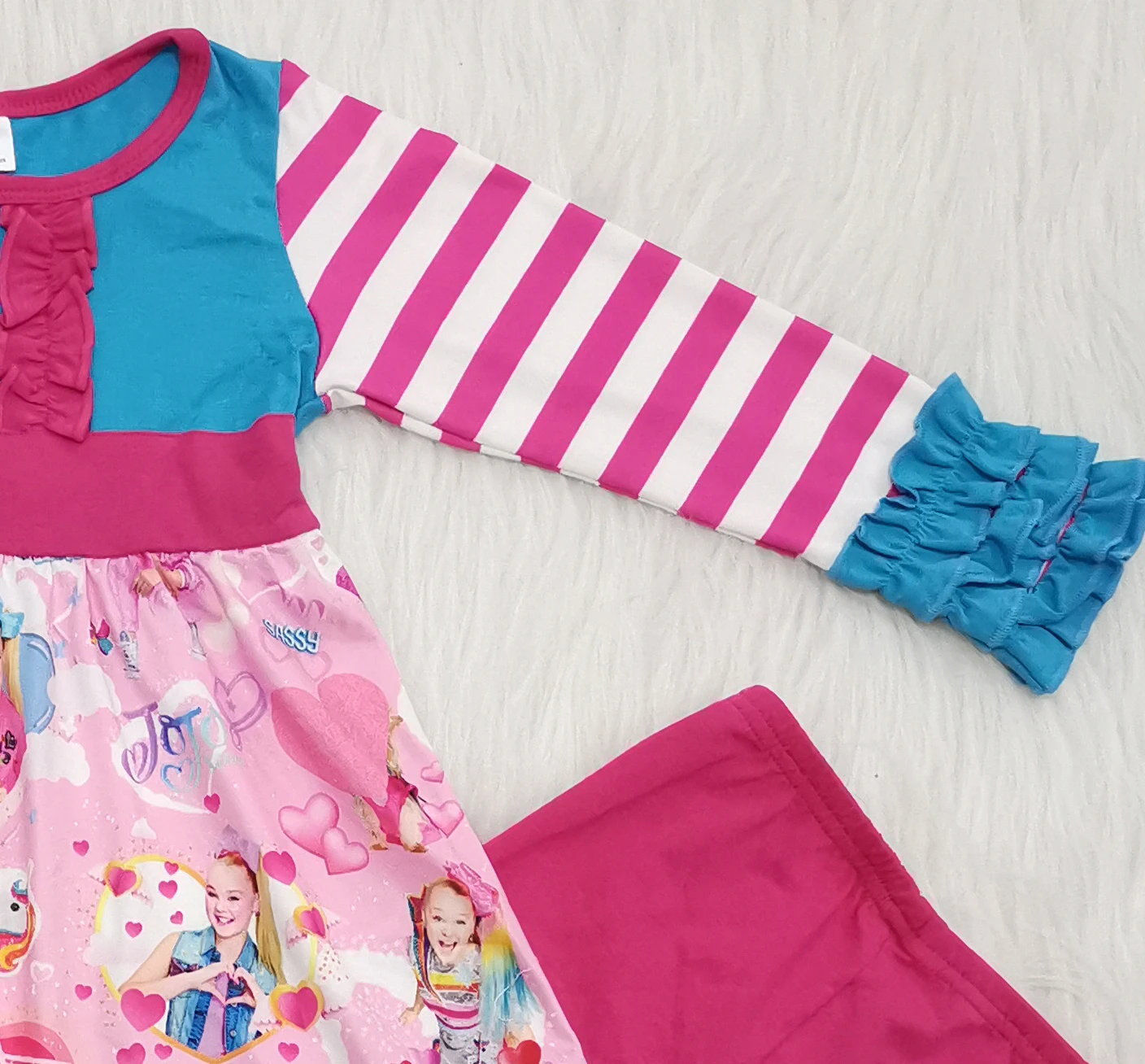 Winter Hot Girls Clothes Boutique Kids Clothing Valentine Jo Tops Long Leggings Outfit Toddler Cartoon Baby Girl Clothes Set 2pc