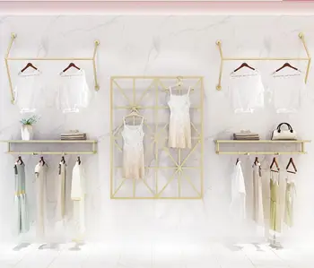 

Clothing store display shelf on Wall women's clothing store shelf gold