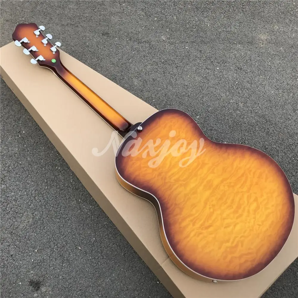 Hofner Винтаж Sunburst клен полый корпус электрогитара, металлический Топ Мини хамбакер резонатор сталь гитара