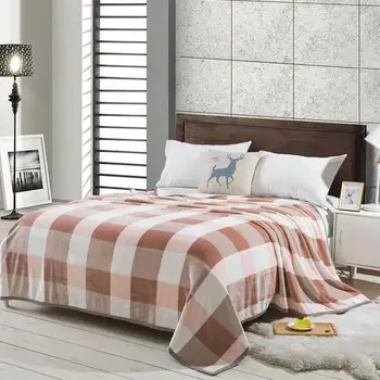 

Thick Weighted Throw Blanket Stripe Winter Super Soft Adult Coral Fleece Koc Plaid Blankets Flannel King Queen Size Manta M005