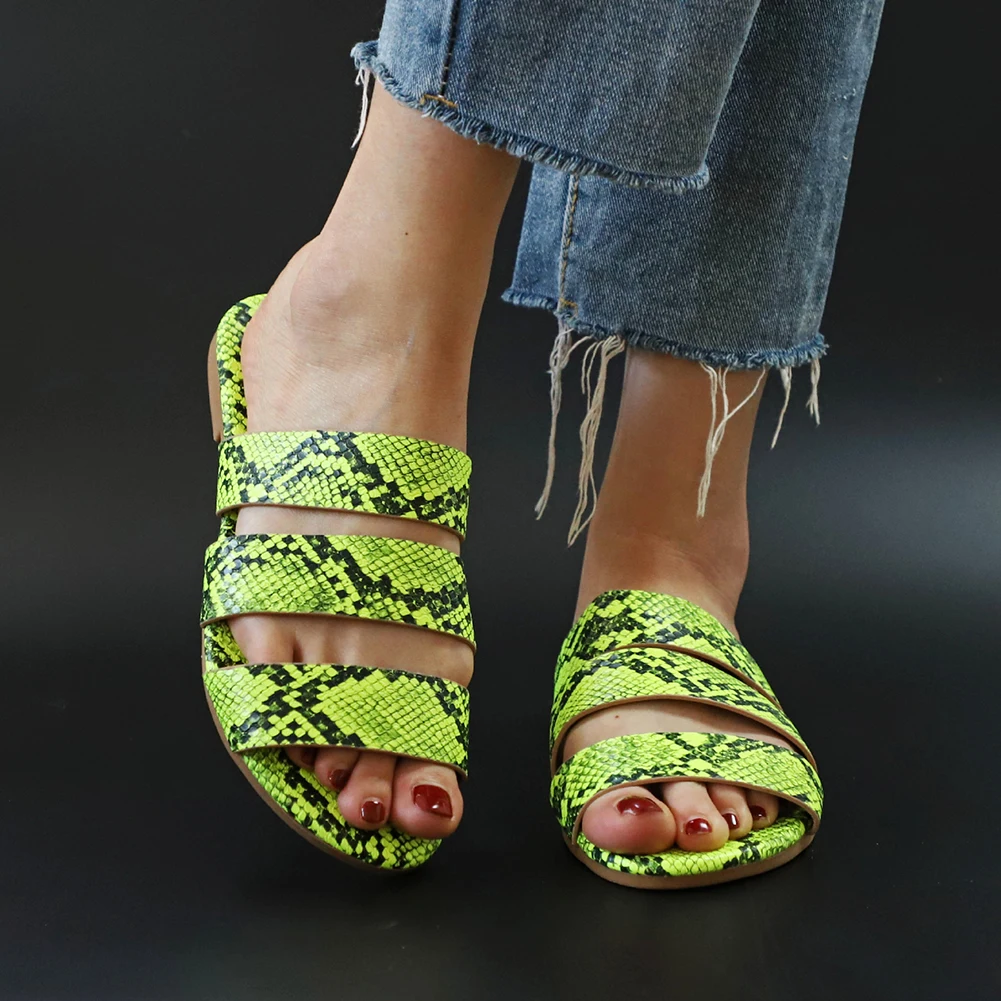 

Lapolaka New Wholesale Leisure Snake Veins Summer Flat Plus Size 42 Sandal Female women's Shoes Woman Slippers