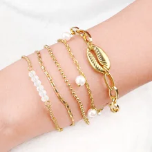 Аксессуары Европейская и американская мода сплав ювелирные изделия личности простой моды Baitao оболочки жемчужный браслет женский
