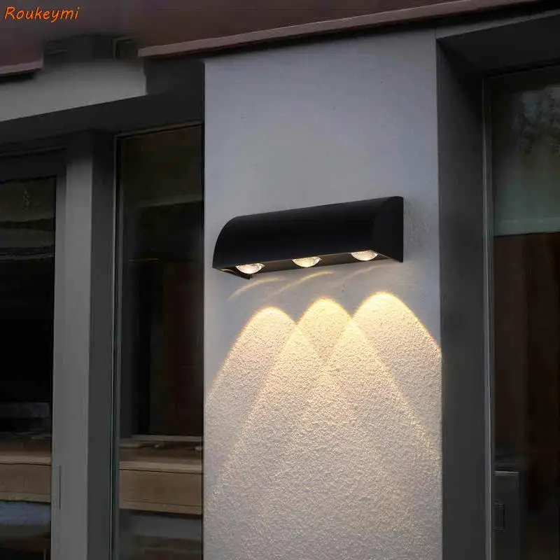 Patio lights outdoor garden Aluminum outdoor IP65 waterproof up down wall light for home sconze stair terraze  led sleep recliner beach chairs folding balcony wood home beach chair patio travel rest lazy silla de playa outdoor furniture qf50oc