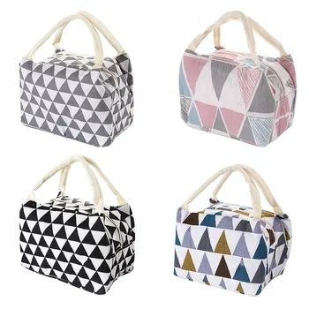 

Unisex Lunch Bag Geometric Print Student White-collar Lunch Box Storage Bag Food Heat Preservation Cold Insulation Bento Pouch