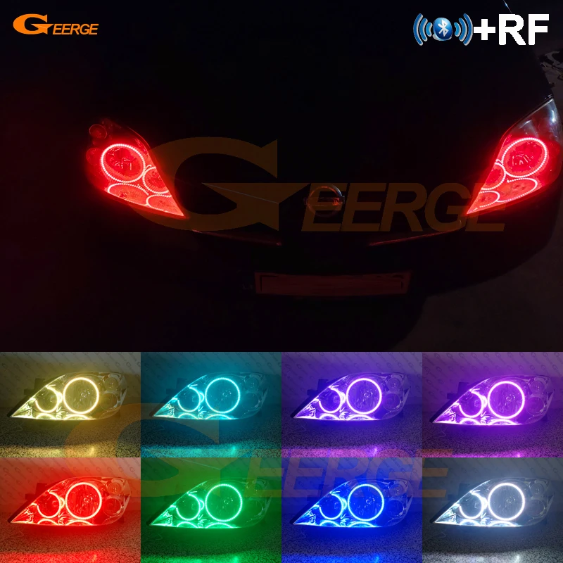 

For NISSAN PRIMERA P12 2002-2008 Excellent RF remote Bluetooth APP Multi-Color Ultra bright RGB LED Angel Eyes kit