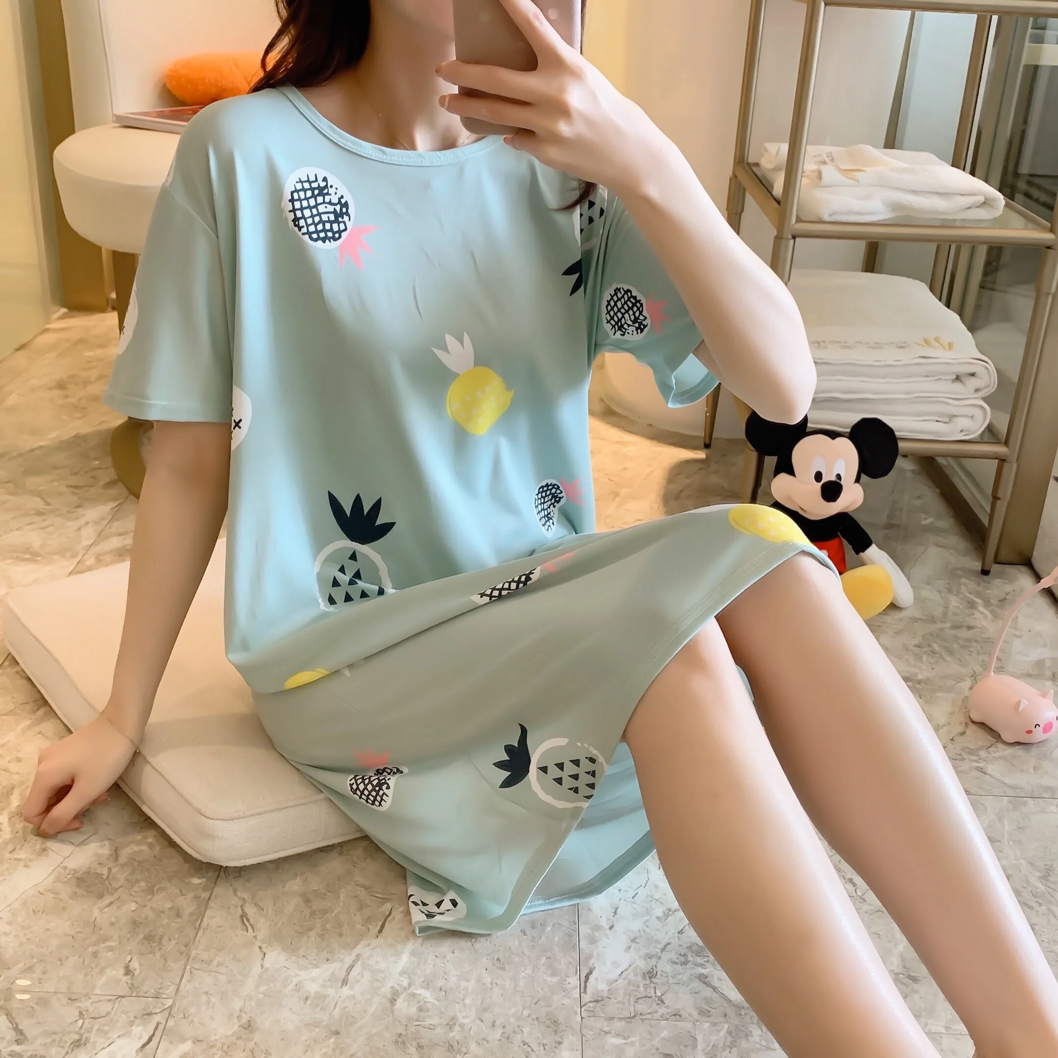

Lovely Nightgowns for Women Girl Sleepwear Polyester Nightgown Shirt 2020 Spring Summer Women Nightgown Home Wear