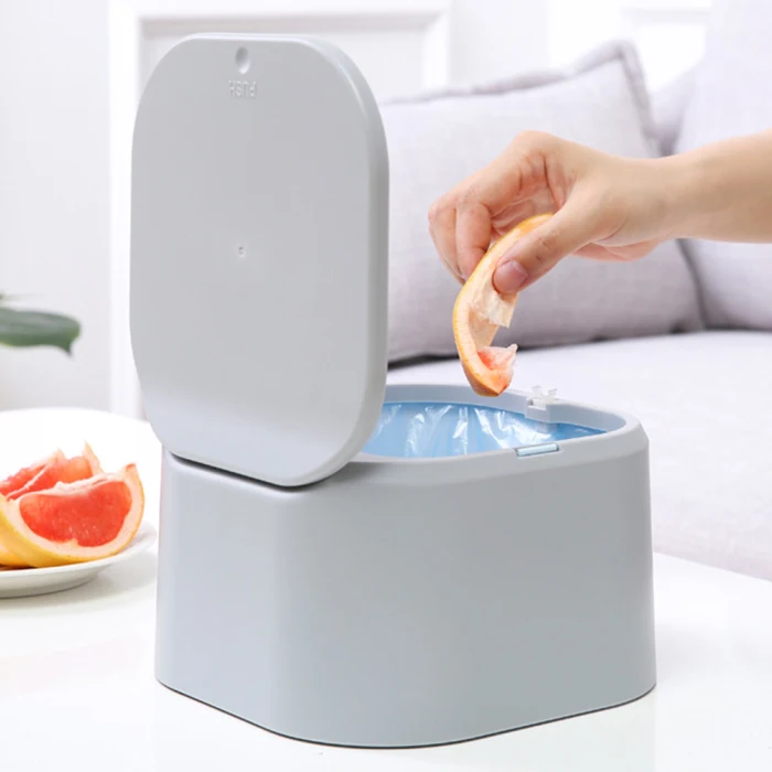 Newly Desktop Mini Trash Can Press-on Waste Garbage Basket for Office Table