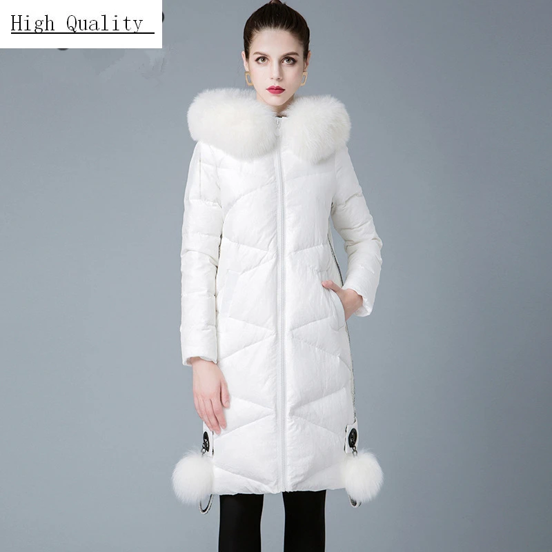 

2020 New Brand Women's Down Jacket Large Fox Fur Hooded Clothes Korean Winter Thick Warm 90% Duck Down Coat Female 841177