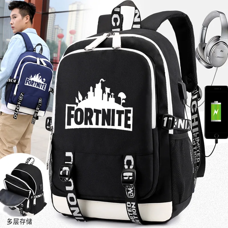 

Cross-Border Selling USB Backpack fortnite Mobilefortress Night Related Shoulder Backpack Student School Bag Amazon