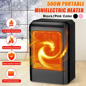 

500W Mini Electric Fan Heater PTC Ceramic Fast Heating Heater Office Desktop Convector Small Portable Electric Warmer Winter