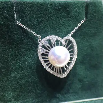 

Heart 925 Sterling Silver Necklace Component Findings Jewelry Settings Mountings Parts for Akoya Edison Pearls, Coral, Jade