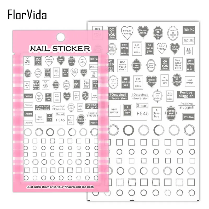 FlorVida F214-220 3D слайдер для ногтей золотые черные наклейки Переводные картинки с бабочками клейкий дизайн для маникюра Советы украшения для ногтей