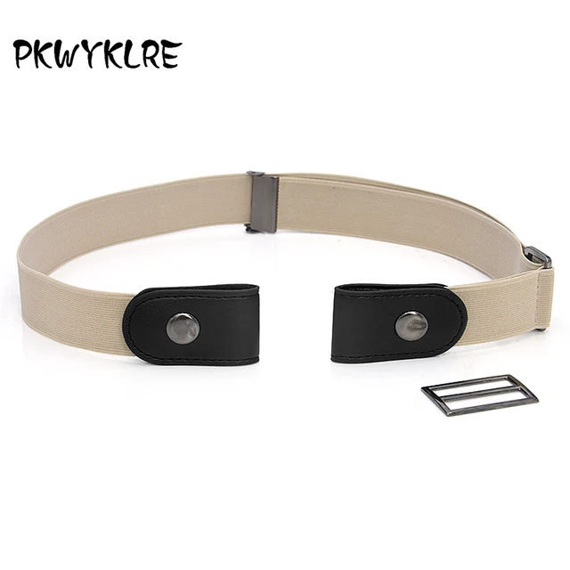 Buckle-Free Belt For Jean Pants,Dresses,No Buckle Stretch Elastic Waist Belt For Women/Men,No Bulge,No Hassle Waist Belt Beige