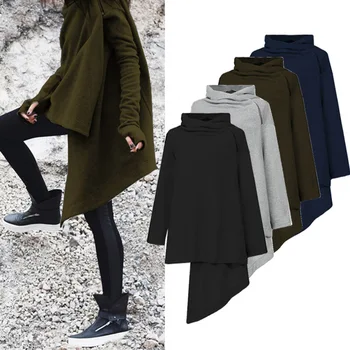 

ZANZEA 2020 Autumn Hoodies Sweatshirts Female Long Sleeve Irregular Hoodie Casual Solid Pullovers Shoulder Zipper Sudadera Mujer