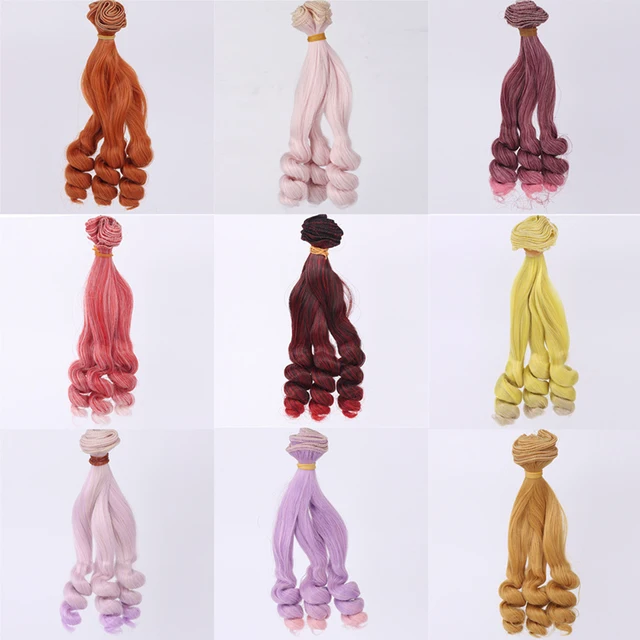 Adollya BJD Doll Accessories Curls Wigs Hair for Dolls Hair Row DIY High-Temperature Tress for Dolls Hair 15*100cm 2