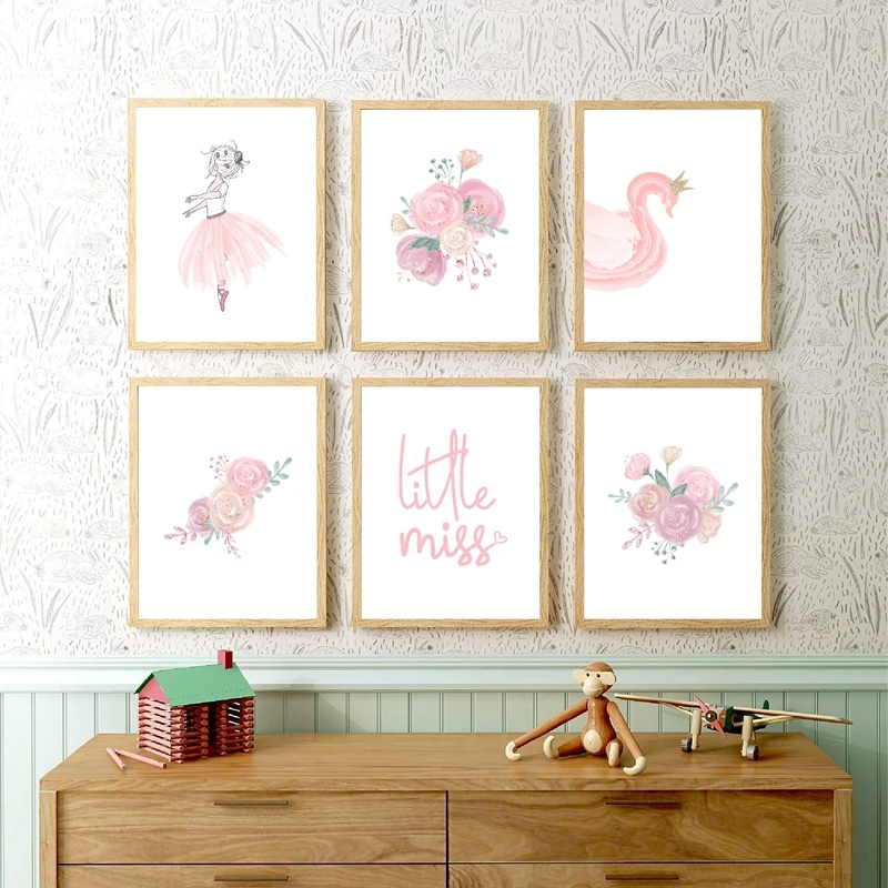 Картина на холсте с изображением балерины цветов розового и золотого | Дом сад