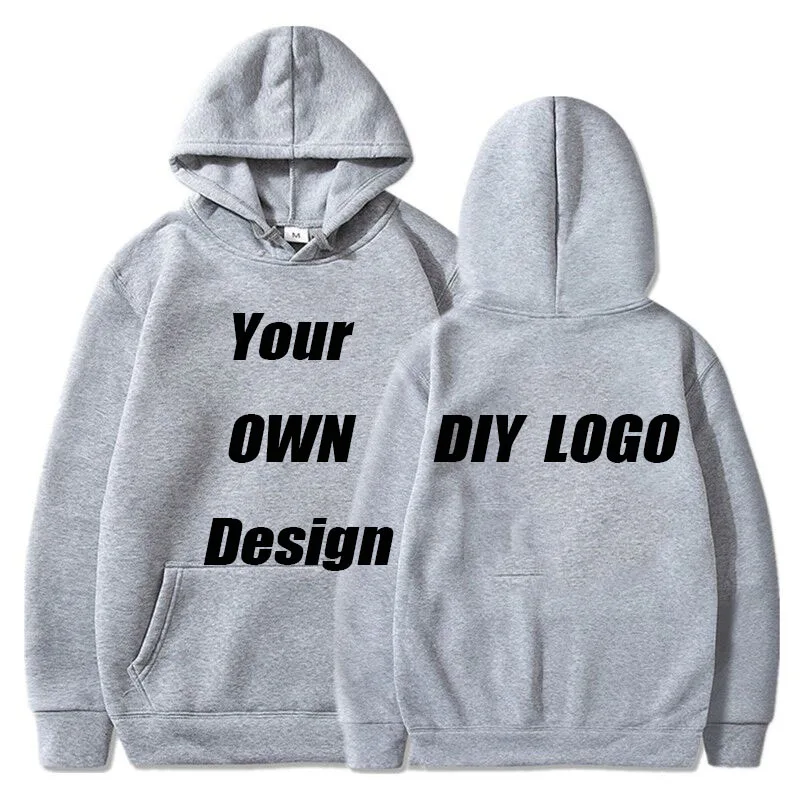 

BTFCL Customized Men Women Customized Hoodies Print Like Photo or Logo Text DIY Your OWN Design Grey Cotton Harajuku Sweatshirt