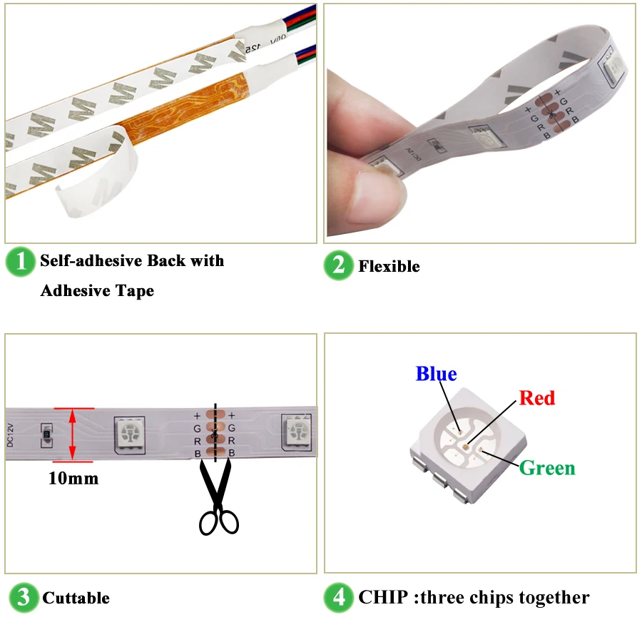 10 м RGB Светодиодная лента 5 М 5050 SMD светодиодный светильник гибкая лента Водонепроницаемый ИК пульт дистанционного управления DC 12 В адаптер питания полный комплект