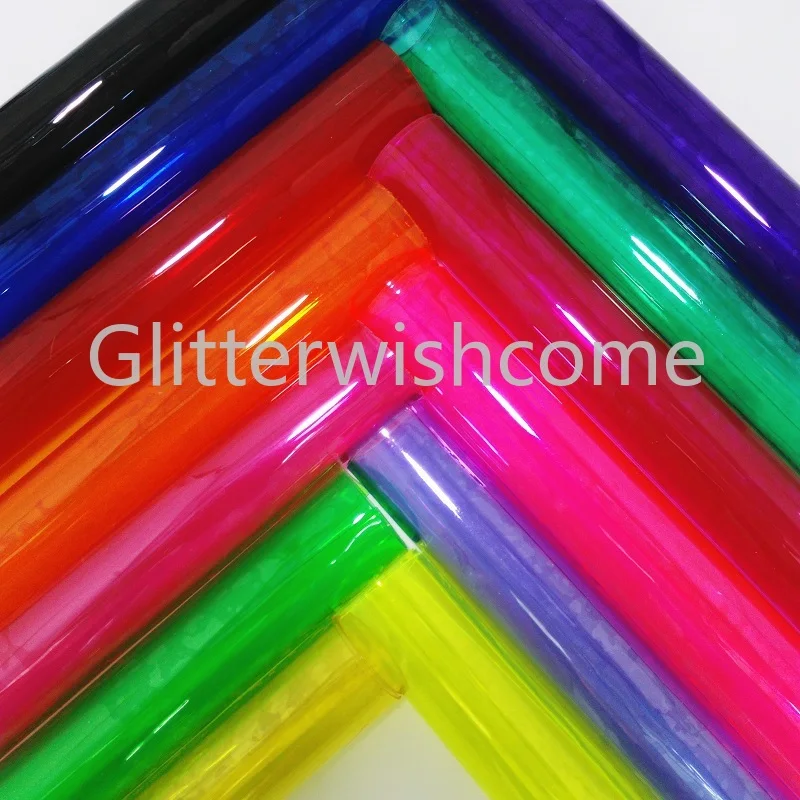 Glitterwishcome 21X29CM A4 Size Vinyl For Bows See Through PVC Leather Sheets 0.8MM Faux Leather Sheets for Bows, GM371A