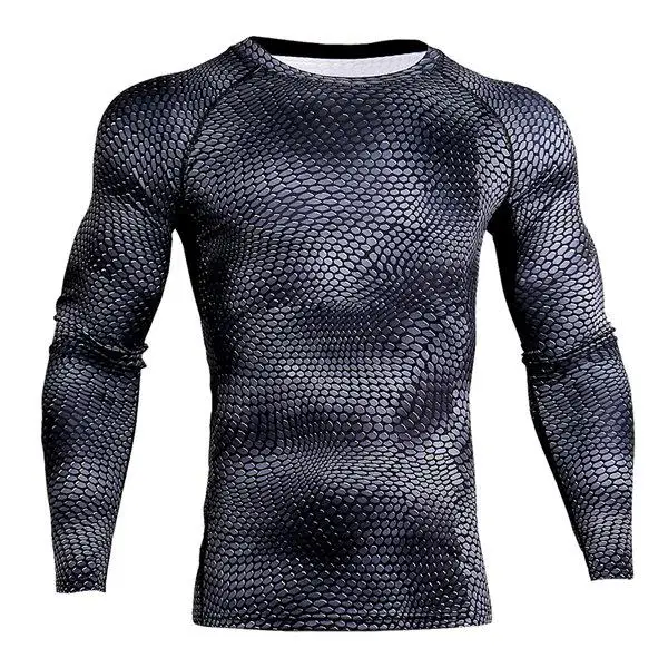 Black snake pattern Сухая футболка для бега, компрессионные рубашки, мужские футболки с длинным рукавом для тренировок и упражнений, футболка для спортзала, спортивная одежда Rashgard для мужчин - Цвет: Black snake pattern