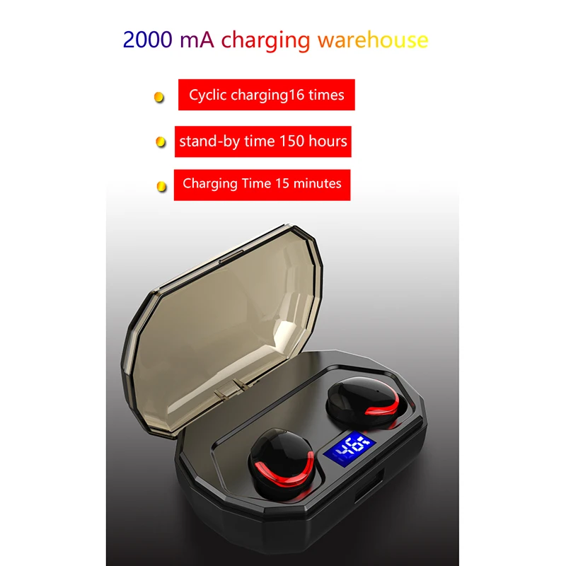 R10 Tws Bluetooth наушники PressControl беспроводная гарнитура Ipx6 водонепроницаемые наушники с ЖК-экраном 2000 мАч зарядный чехол