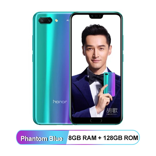 Huawei Honor 10 Мобильный телефон 5,84 дюймов 19:9 полноэкранный процессор Kirin 970 AI 3 камеры Face ID NFC Android 8,1 - Color: Green 8GB 128GB