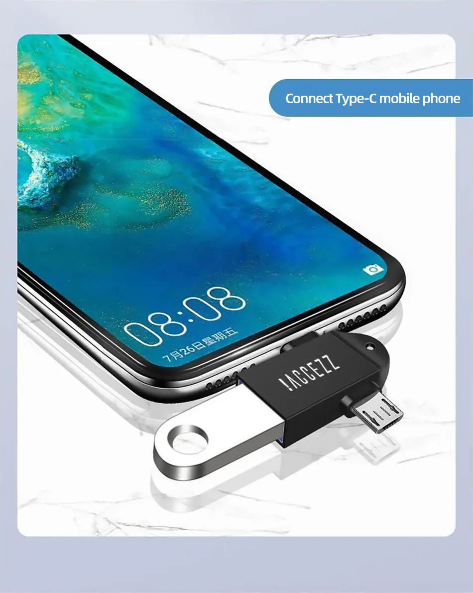 !ACCEZZ 2in1 Type-C OTG Adapter Micro USB To USB 3.0 Female Adapter For Macbook Pro Xiaomi mi 9 Huawei Samsung S9 S10 Connectors (3)