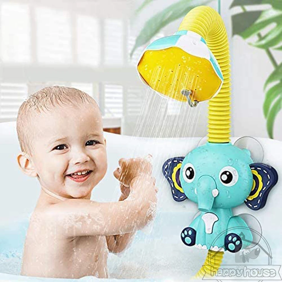 Juguetes de baño para niños, elefante eléctrico con ventosa de Animal, juguetes de baño para bebés, Agua pulverizada, exterior, piscina tina de baño, aspersor
