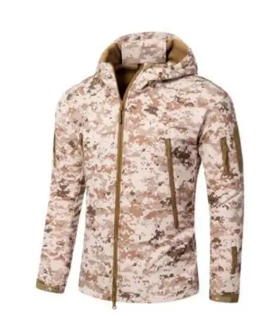 Уличная спортивная мягкая оболочка V4 Военная тактическая куртка мужская водонепроницаемая ветрозащитная теплая камуфляжная с капюшоном камуфляжная армейская одежда - Цвет: Desdrt camo