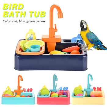 

Feeder Parakeet Cockatiel Automatic With Faucet Battery Operated Multifunctional Circulation Toy Bird Bath Tub Parrot Shower