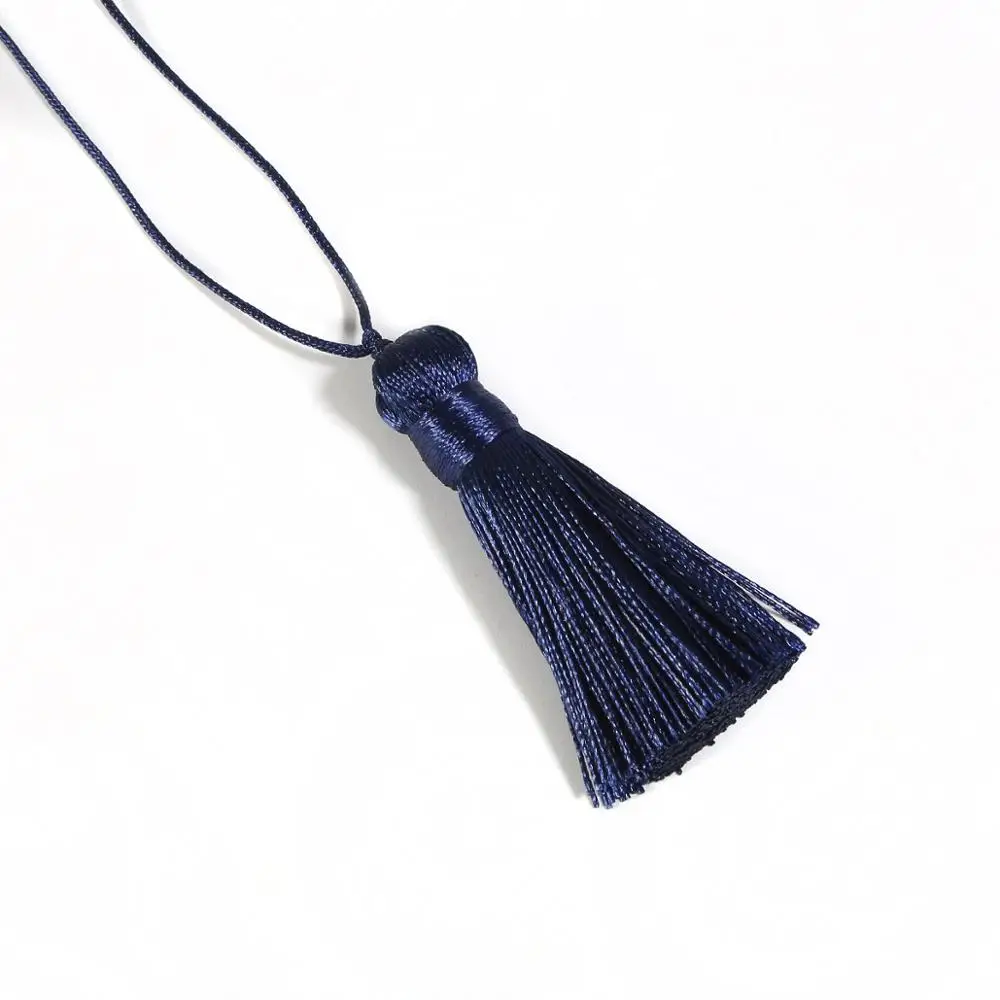 2 шт. полиэстер шелковая кисточка бахрома вырезанная Подвеска хлопок кисточка для дома Свадебные украшения DIY Швейные шторы аксессуары - Color: Dark Blue