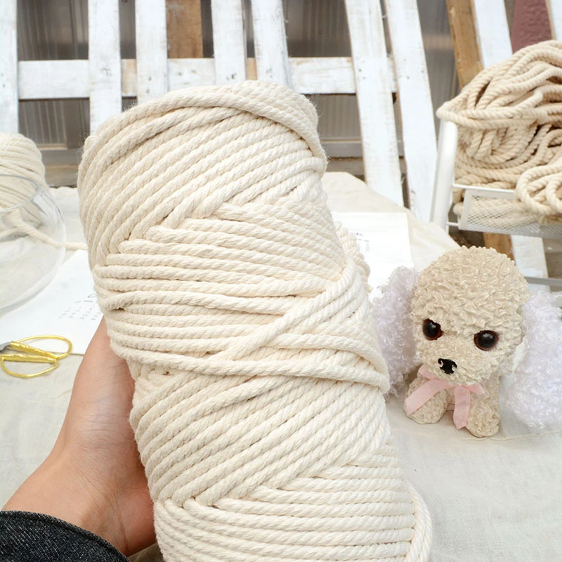 1-10mm Beige Cotton Twisted Cord Rope Macrame Diy Handmade Home Textile Accessories Craft Macrame rope string Wedding Decoration