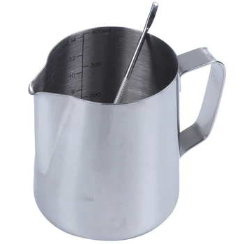 

Milk Jug, 350Ml Handheld Coffee Creamer Milk Frothing Pitcher Jug Cup With Measurement Mark And Latte Art Pen, Milk Pitcher Jugs