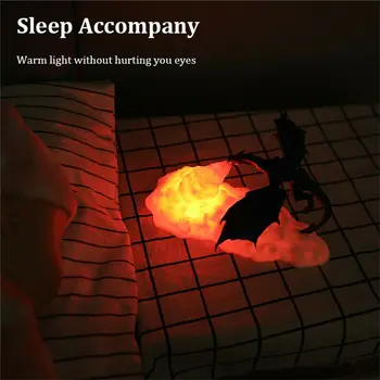 

3D Printed LED Warm Dragon Lamp Fire Breathing Night Light USB Rechargeable Dragon Lantern for Bedroom Decor Kids Birthday Gift