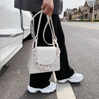 

New High quality Leather Solid color Female Chain Tote bag Fashion Women's Designer Handbag and purse Shoulder Messenger Bag