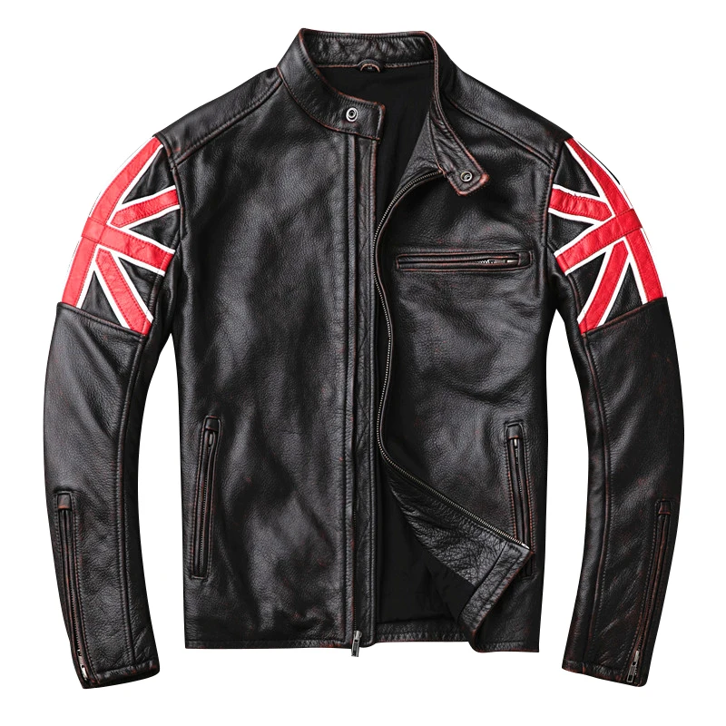 

Free shipping.2020 new Mens vintage motor style,Plus size cowhide Jacket,fashion genuine Leather jacket. slim leather coat,
