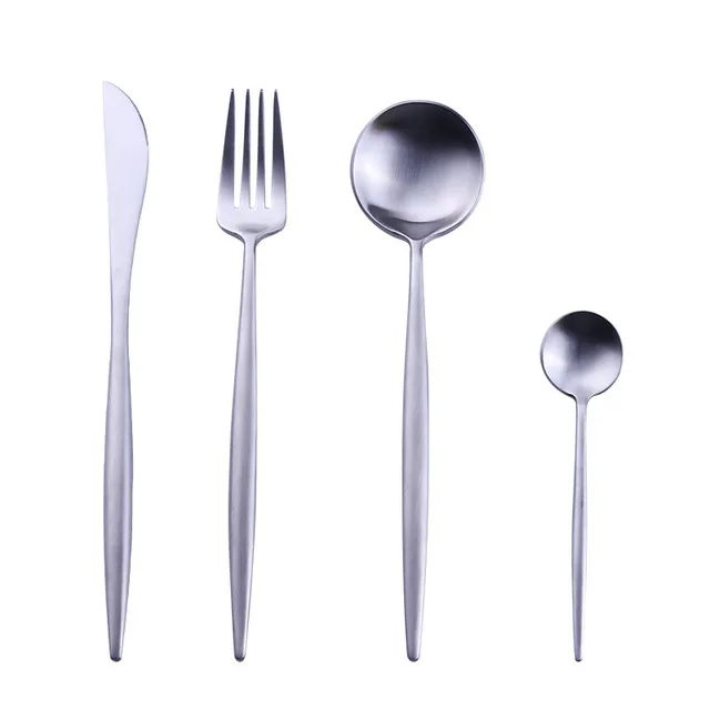 1set4pcs Горячие Черные столовые приборы набор мат золото посуда нержавеющая сталь нож столовая вилка набор Западная еда ужин сервис набор Прямая поставка - Цвет: 1set4pcs