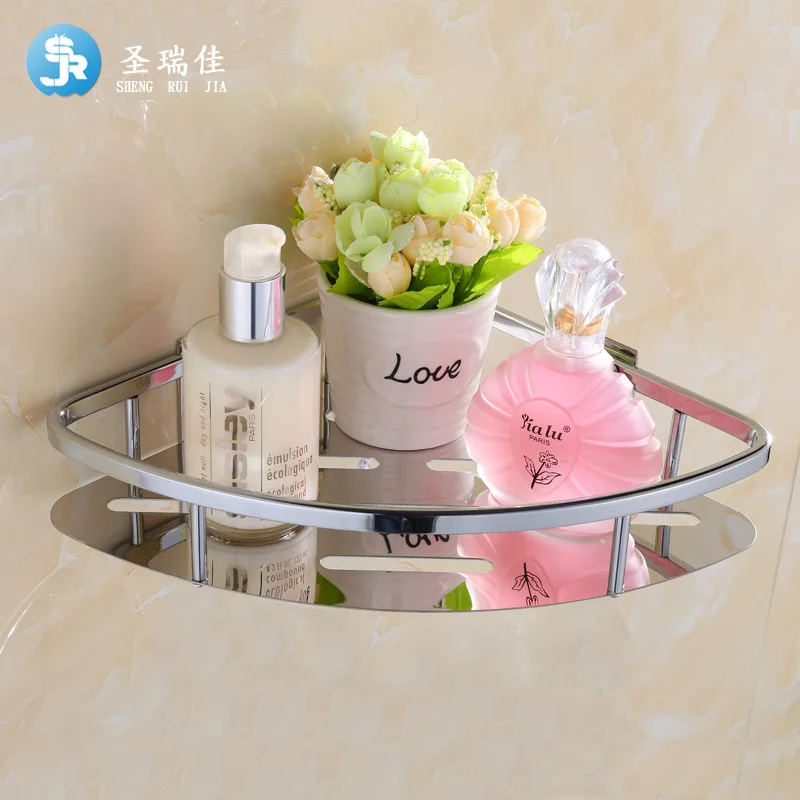 

Shengruijia Bathroom Hook Unit 304 Stainless Steel Mesh Basket Triangular Storage Shelf Bathroom Corner Rack Washed Storage Rack
