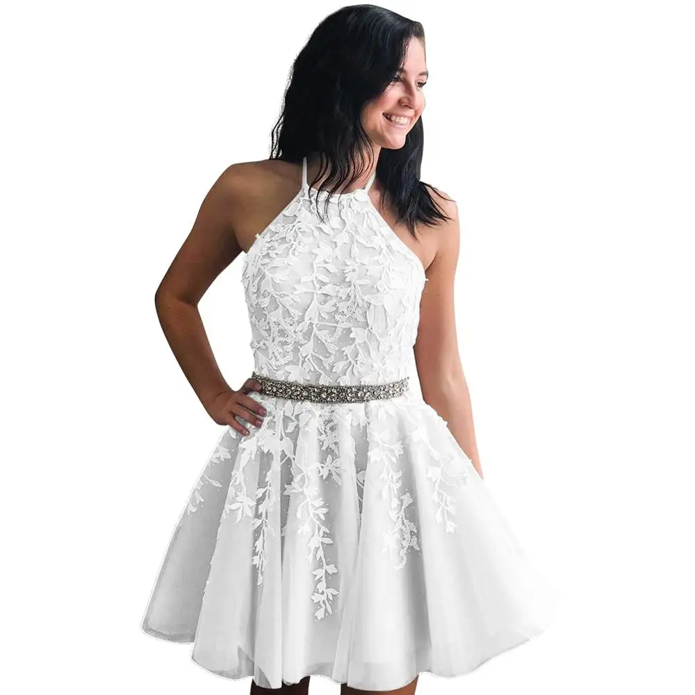 White Желтое платье для выпускного вечера милые девушки Vestidos сексуальное вышитое платье с открытой спиной створки коктейльные платья короткий халат De вечерние платья - Цвет: White