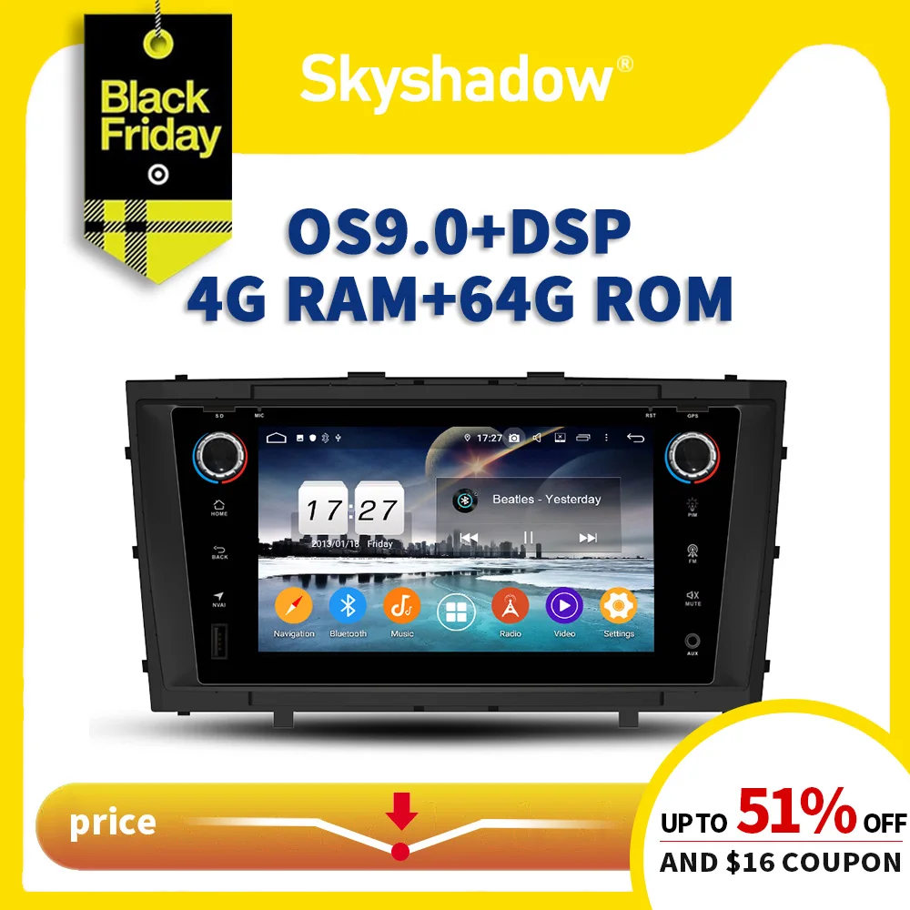 Ips DSP Android 9,0 4 Гб+ 64 GB/8 GB/core dvd-плеер для автомобиля Wifi Радио RDS GPS Google Map Bluetooth 4,2 для Toyota Avensis T27 2009-2013