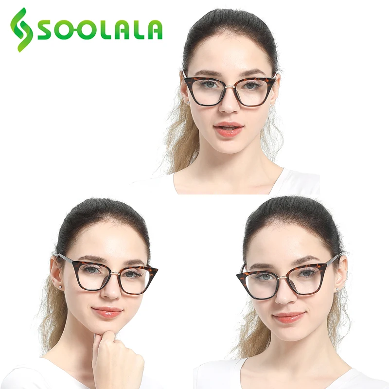 Женские очки для чтения SOOLALA большие кошачий глаз цветные дальнозоркости 0 5 75 1 25 4