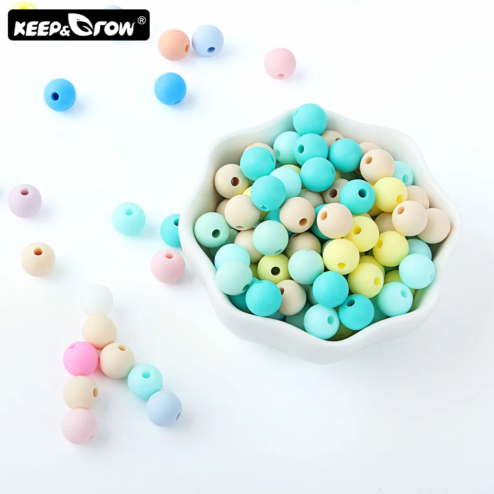 Keep& Grow, 50 шт., 9 мм, силиконовые бусины, жемчужные, силиконовые, пищевые, для прорезывания зубов, сделай сам, для изготовления ювелирных изделий, для детей, прорезыватель, игрушка, цепочка для соски