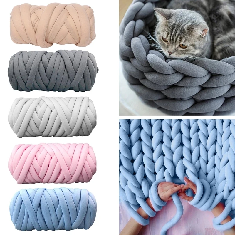 1KG/PC Super Thick Chunky Yarn Cotton Tube Yarn Merino Wool Alternative DIY Bulky Arm Knitting Blanket Hand Knitting Spin Yarn