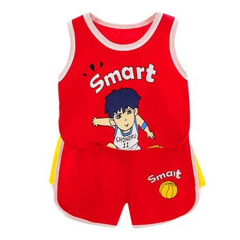 

Toddler Boys Clothing Set Summer Baby Boys Tracksuits Children Basketball Suit Cotton Sleeveless Shorts Sports Set Jersey Suit