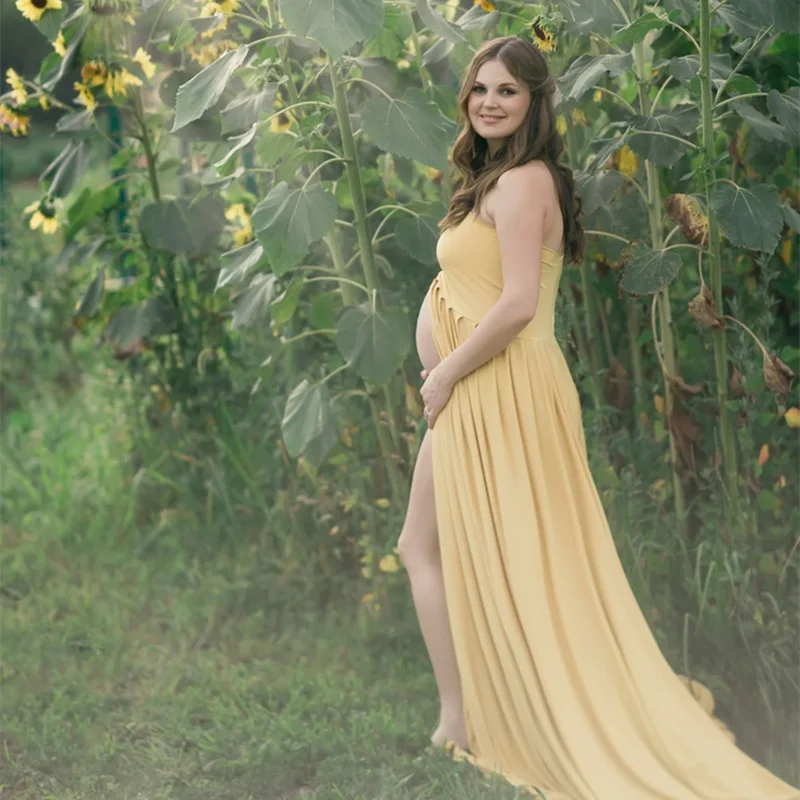 Sexy Maternity Dresses Baby Shower Long Pregnancy Dress Photography Props Split Front Pregnant Women Maxi Gown For Photo Shoots (2)