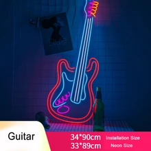 Светодиодный неоновый светильник на заказ для гитары, неоновая вывеска, неоновая вывеска ручной работы, пивной бар, магазин с логотипом, Пивной магазин, клубный клуб, ночной клуб