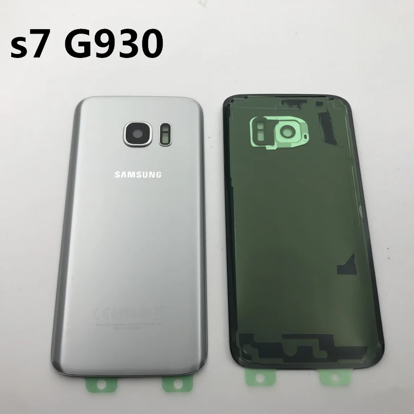 Samsung Galaxy S7 G930 S7 edge G935 Задняя крышка батареи корпус двери+ Ушная камера стеклянная рамка объектива Запасные части для ремонта - Цвет: s7 silver