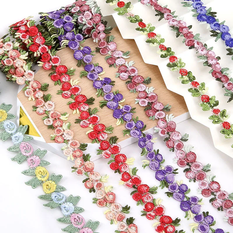 

10 Yards 20mm Colorful Flower Embroidered Lace Trim Ribbon Clothing Decoration Apparel Sewing Accessories Patchwork DIY Craft