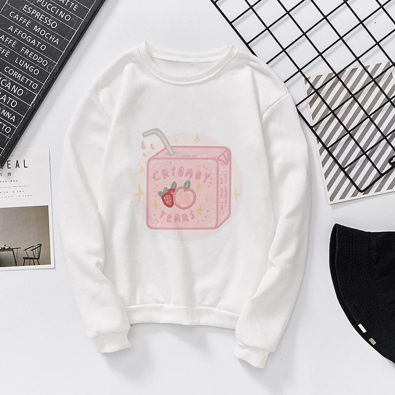 Осенняя мода стиль напиток печати мультфильм стиль Harajuku Повседневная мода личности уличные спортивные ветер Женская толстовка, худи - Цвет: 2680
